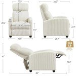 Beige Adjustable Corduroy Recliner Chair