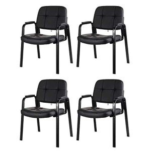 CLATINA Black Guest Chairs with Padded Armrests - 4 Pack