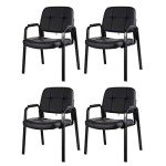 CLATINA Black Guest Chairs with Padded Armrests - 4 Pack