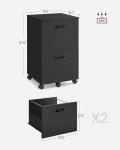 VASAGLE 2-Drawer Rolling File Cabinet - Matte Black
