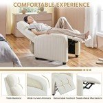 Beige Adjustable Corduroy Recliner Chair
