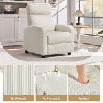 Beige Adjustable Corduroy Recliner Chair