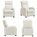 Beige Adjustable Corduroy Recliner Chair