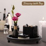 Beaded Black Wooden Coffee Table Decorative Tray