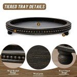 Beaded Black Wooden Coffee Table Decorative Tray