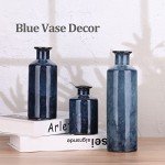 Set of 3 Blue Ceramic Farmhouse Vases
