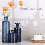 Set of 3 Blue Ceramic Farmhouse Vases