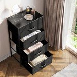 Black 4-Drawer Fabric Dresser with Wood Top