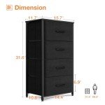 Black 4-Drawer Fabric Dresser with Wood Top