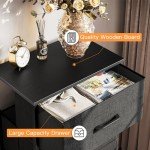 Black 4-Drawer Fabric Dresser with Wood Top