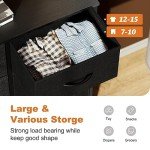 Black 6-Drawer Fabric Dresser with Wood Top