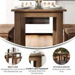 Rustic Brown Solid Wood Dining Table for 4