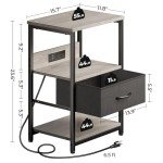 Set of 2 LED Nightstands with Charging Station
