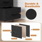Black 6-Drawer Fabric Dresser with Wood Top