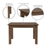 Rustic Brown Solid Wood Dining Table for 4