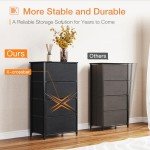 Black 4-Drawer Fabric Dresser with Wood Top