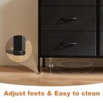 Black 6-Drawer Fabric Dresser with Wood Top