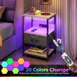 Set of 2 LED Nightstands with Charging Station