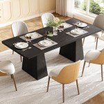 LITTLE TREE Black Wooden Dining Table for 6