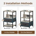 Set of 2 LED Nightstands with Charging Station