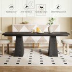 LITTLE TREE Black Wooden Dining Table for 6