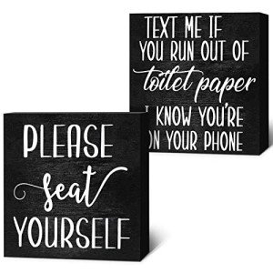 Funny Farmhouse Bathroom Sign Set - Rustic Decor