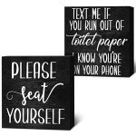 Funny Farmhouse Bathroom Sign Set - Rustic Decor