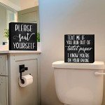 Funny Farmhouse Bathroom Sign Set - Rustic Decor