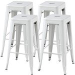 Set of 4 Stackable Metal Bar Stools - White