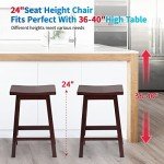 Set of 2 Wooden Saddle Bar Stools, 24-Inch