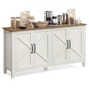 VASAGLE Rustic White and Honey Brown Sideboard