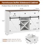 Farmhouse Buffet Cabinet with Charging Station & Shelves