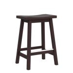 Set of 2 Wooden Saddle Bar Stools, 24-Inch
