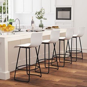 Modern Swivel Bar Stool Set of 4, White
