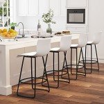 Modern Swivel Bar Stool Set of 4, White
