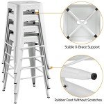 Set of 4 Stackable Metal Bar Stools - White