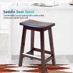 Set of 2 Wooden Saddle Bar Stools, 24-Inch