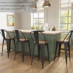 Set of 4 Matte Black Bar Stools 26