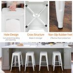 Set of 4 Stackable Metal Bar Stools - White