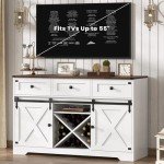 Farmhouse Buffet Cabinet with Charging Station & Shelves