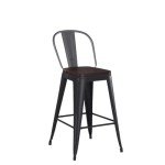 Set of 4 Matte Black Bar Stools 26