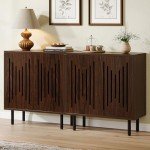 Tribesigns Set of 2 Dark Brown Sideboard Cabinets