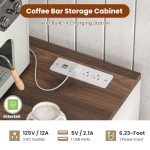 Farmhouse Buffet Cabinet with Charging Station & Shelves