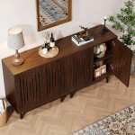 Tribesigns Set of 2 Dark Brown Sideboard Cabinets