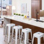 Set of 4 Stackable Metal Bar Stools - White