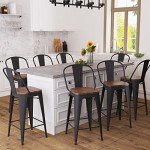 Set of 4 Matte Black Bar Stools 26