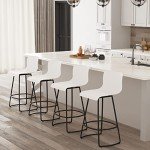 Modern Swivel Bar Stool Set of 4, White