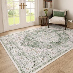 Sage Green 6x9 Vintage Style Area Rug