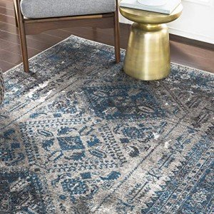Vintage Blue and Grey Oriental Area Rug 6'7" x 9