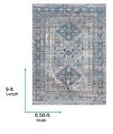 Vintage Blue and Grey Oriental Area Rug 6'7" x 9